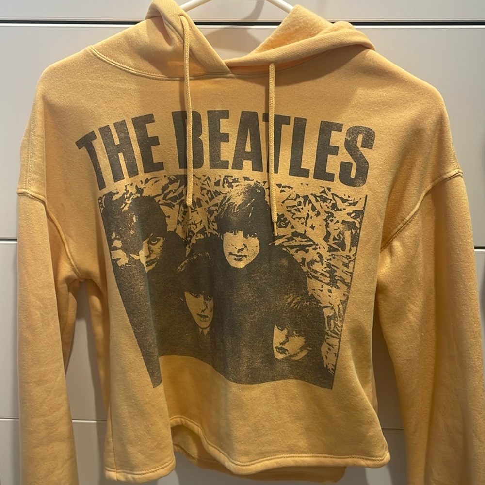 The Beatles Small Yellow Cropped Hoodie